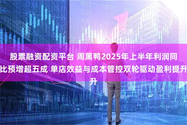 股票融资配资平台 周黑鸭2025年上半年利润同比预增超五成 单店效益与成本管控双轮驱动盈利提升